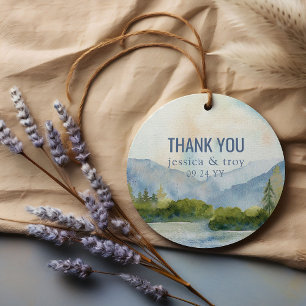 Étiquettes Cadeau Mariage d'aquarelle de Mountain Lake