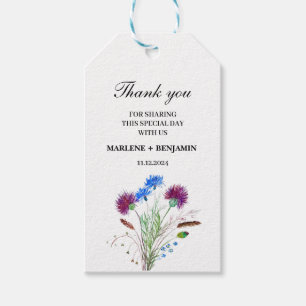 Étiquettes-cadeau Mariage d'aquarelle fleurie écossaise de chardon