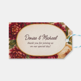 Étiquettes-cadeau Mariage d'aquarelle florale de Bourgogne