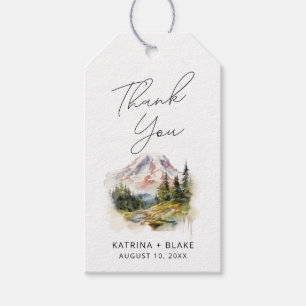Étiquettes-cadeau Mariage d'aquarelle Mount Rainier Washington