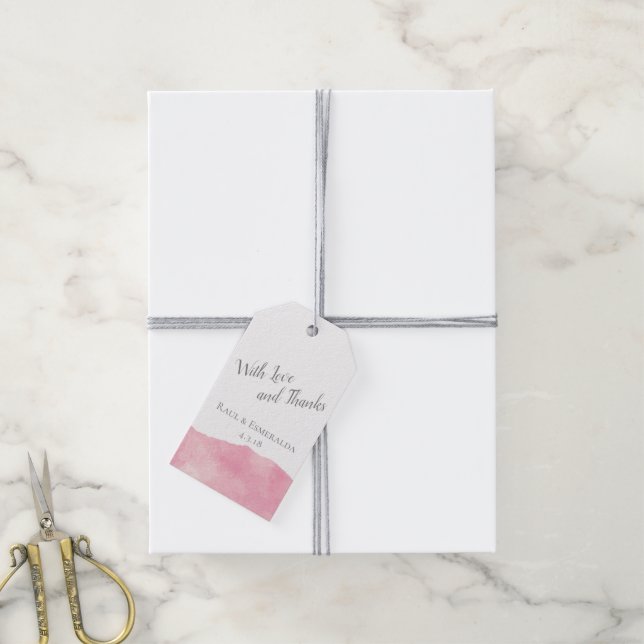 Étiquettes-cadeau Mariage d'aquarelle rose Coton Candy Merci (Avec de la ficelle)