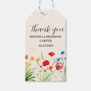 Étiquettes-cadeau Mariage d'aquarelle Rustique Fleur sauvage Garden