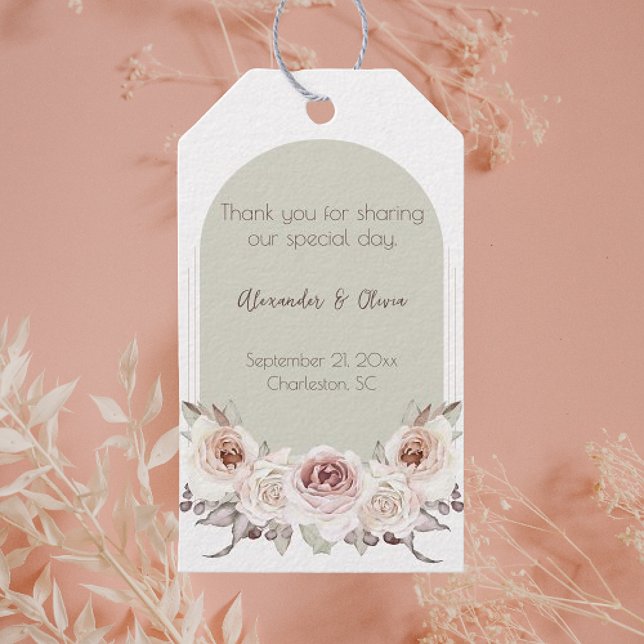 Étiquettes-cadeau Mariage d'arc Rose de Bohême (Bohemian Rose Arch Wedding Gift Tags)
