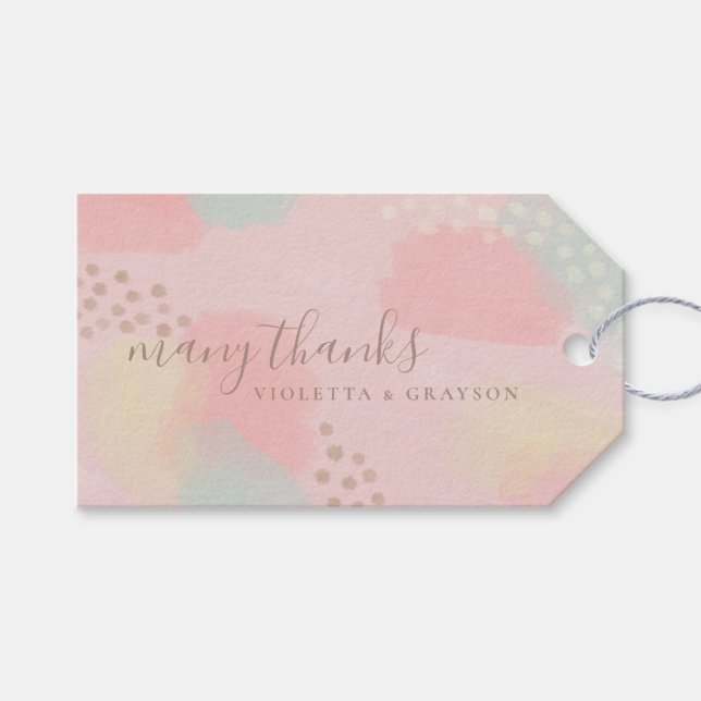 Étiquettes-cadeau Mariage d'art moderne Pastel (Devant (Horizontal))