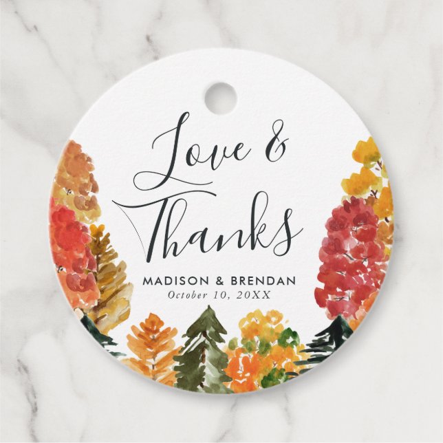 Étiquettes Cadeau Mariage de automne forestier rustique d'automne (Devant)