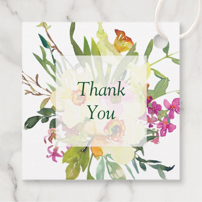 Étiquettes Cadeau Mariage de bouquet jonquille de printemps (Dos)