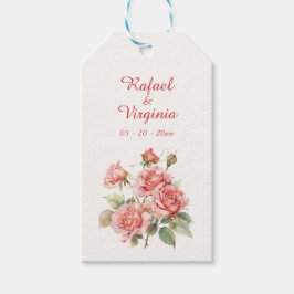 Étiquettes-cadeau Mariage de bouquet rose