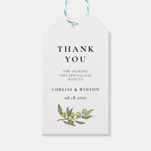 Étiquettes-cadeau Mariage de branche Olive moderne