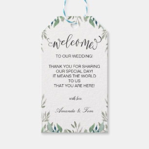 Étiquettes-cadeau Mariage de calligraphie Feuille de verdure Bienven