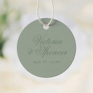 Étiquettes Cadeau Mariage de calligraphie vintage vert sauge
