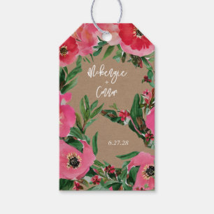 Étiquettes-cadeau Mariage de cartons d'anémone aquarelle