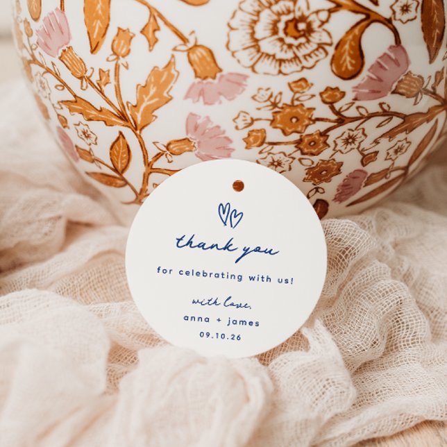 Étiquettes Cadeau Mariage de coeur Whimsical Blue Doodle (Créateur téléchargé)