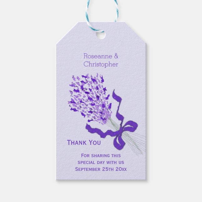Étiquettes-cadeau Mariage de conception de Lavande (Devant)