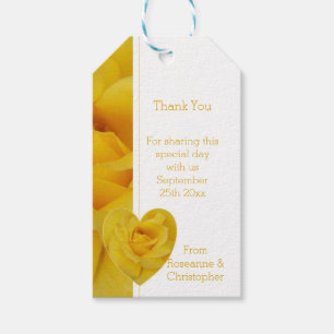 Étiquettes-cadeau Mariage de conception du coeur rose jaune