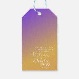 Étiquettes-cadeau Mariage de coucher de soleil jaune violet Ombre