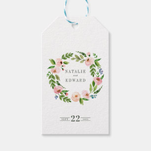 Étiquettes-cadeau Mariage de couronnes à fleurs rose pâle