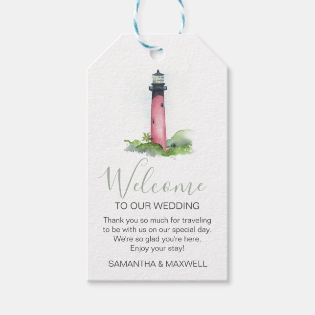 Étiquettes-cadeau Mariage de Destination Bienvenue Aquarelle (Devant)