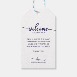 Étiquettes-cadeau Mariage de Destination Bienvenue Merci Bleu Nuit
