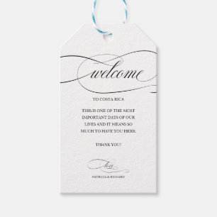 Étiquettes-cadeau Mariage de Destination Bienvenue Merci Noir Script