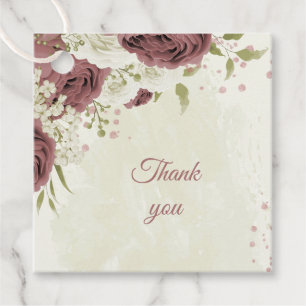 Étiquettes Cadeau mariage de fleurs blanches rose et poussiéreuses