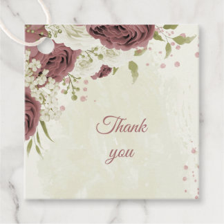 Étiquettes Cadeau mariage de fleurs blanches rose et poussiéreuses