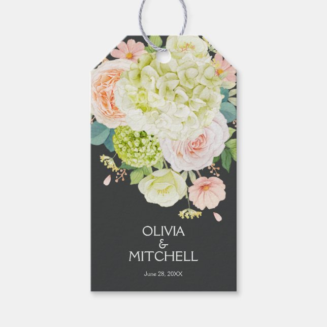 Étiquettes-cadeau Mariage de fleurs d'aquarelle (Devant)