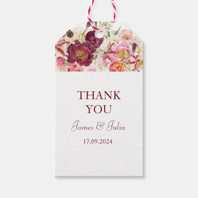 Étiquettes-cadeau MARIAGE de fleurs magnifiques (Devant)