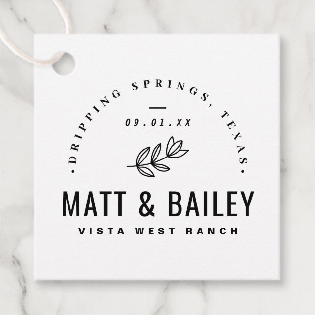 Étiquettes Cadeau Mariage de fleurs modernes Monogramme Merci (Devant)