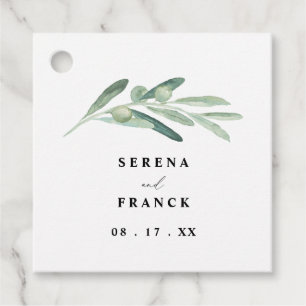 Étiquettes Cadeau Mariage de la branche d'olivier rustique