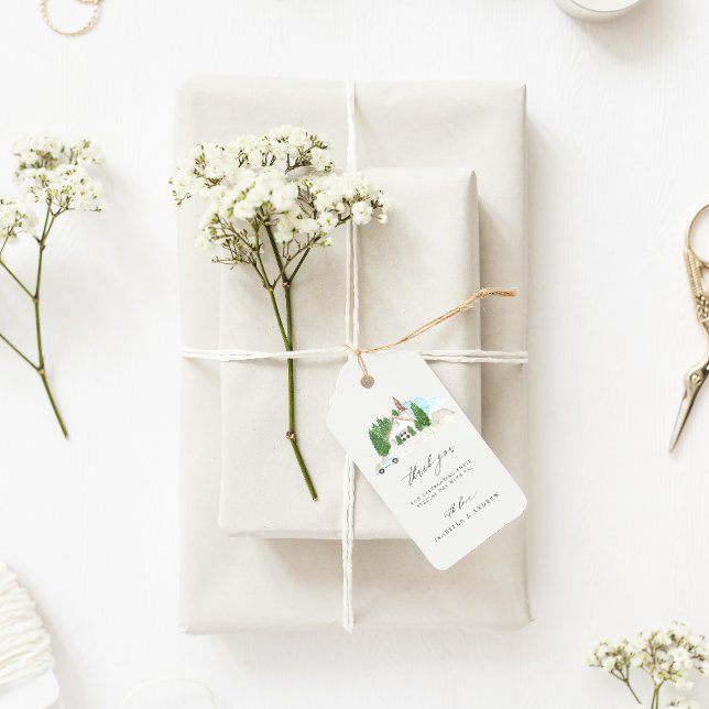 Étiquettes-cadeau Mariage de la Maison d'aquarelle italienne (Créateur téléchargé)