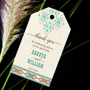 Étiquettes-cadeau Mariage de la tribu boho du sud-ouest merci