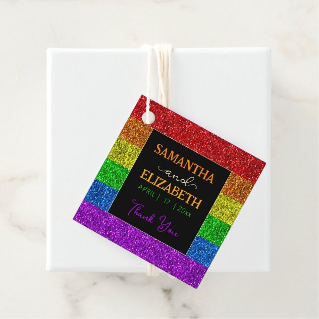 Étiquettes Cadeau MARIAGE de l'arc-en-ciel LGBT (En situation)