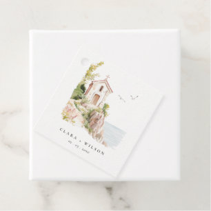 Étiquettes Cadeau Mariage de l'église catholique de l'aquarelle côti