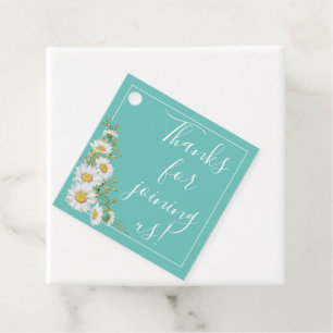 Étiquettes Cadeau Mariage de marguerites Turquoises et blanches