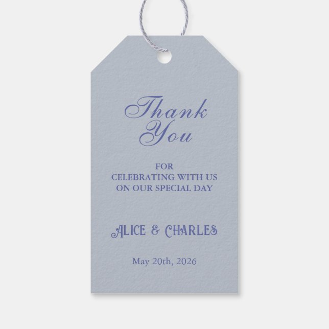 Étiquettes-cadeau Mariage de Merci bleu de pois doux (Dos)