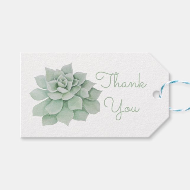 Étiquettes-cadeau Mariage de Merci de Cactus Succulent Vert Mint (Devant (Horizontal))
