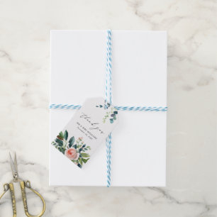 Étiquettes-cadeau Mariage de Merci floral rose et blanc