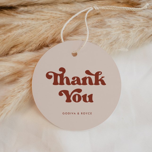 Étiquettes Cadeau Mariage de Merci rose pêche élégant rétro (Créateur téléchargé)