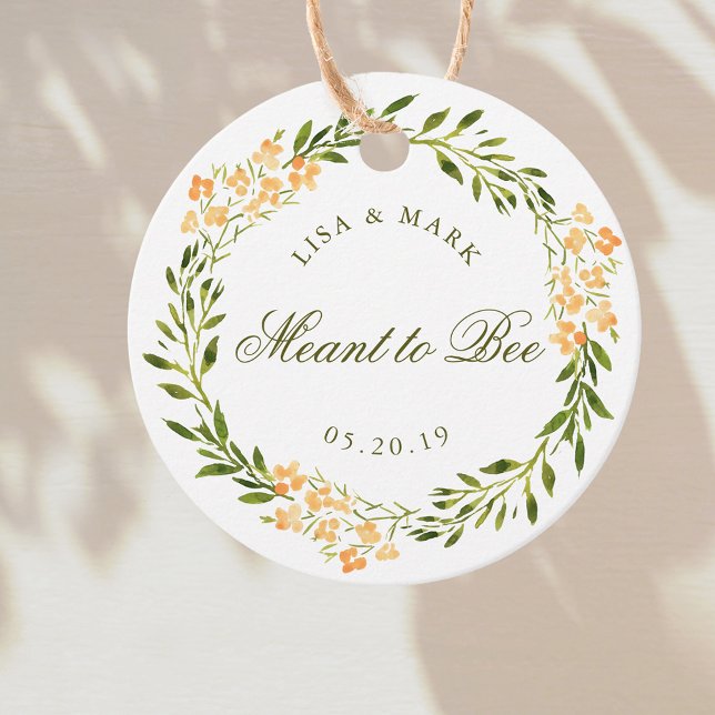 Étiquettes Cadeau Mariage de miel d'abeilles de la couronne de fleur (Créateur téléchargé)