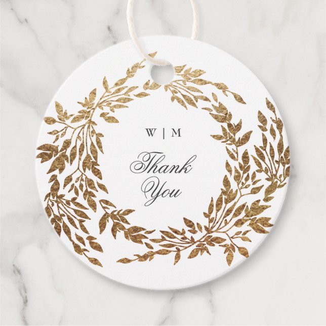 Étiquettes Cadeau Mariage de monogramme classique de couronne d'or (Devant)