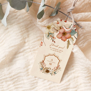 Étiquettes-cadeau Mariage de monogramme Floral Western Crest