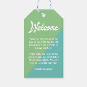 Étiquettes-cadeau Mariage de panier de bienvenue Retro Green Blue