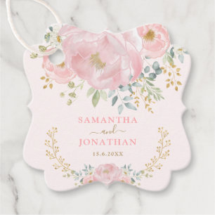 Étiquettes Cadeau Mariage de pivoine de fleurs romantiques Soft rose