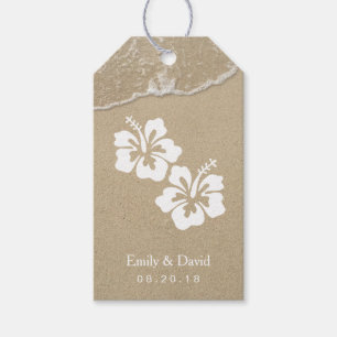 Étiquettes-cadeau Mariage de plage de l'Hibiscus hawaïen