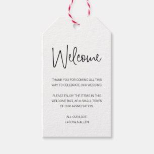 Étiquettes-cadeau Mariage de poche de bienvenue moderne