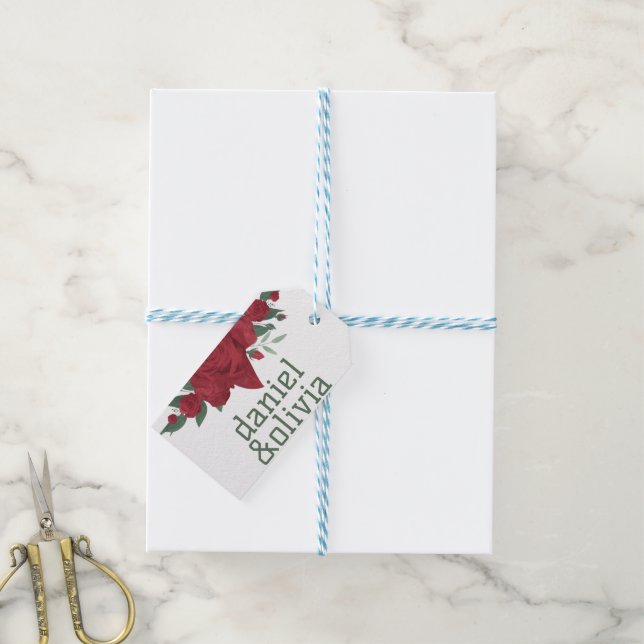 Étiquettes-cadeau Mariage de Red Roses Boho (Avec de laficelle)