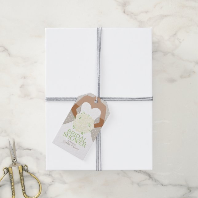 Étiquettes-cadeau Mariage de répétition de la douche nuptiale blanch (Avec de la ficelle)