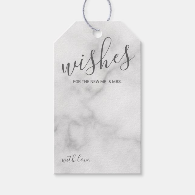 Étiquettes-cadeau Mariage de script moderne Conseils et souhaits Mar (Devant)