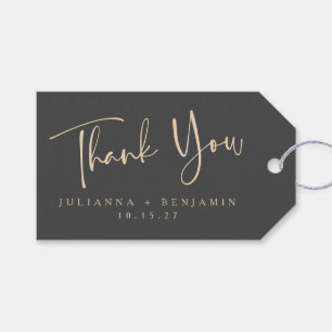 Étiquettes-cadeau Mariage de script noir minimaliste élégant personn