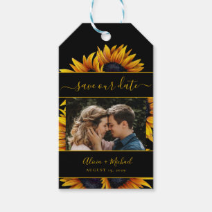 Étiquettes-cadeau Mariage de tournesols rustiques modernes photo enr